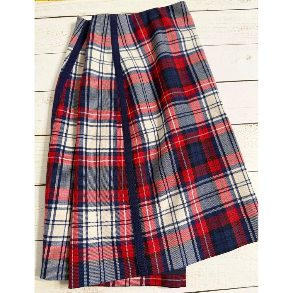 Vineyard Vines Plaid Wool Lined Mini Skirt Size 2 Preppy Academia Red Blue - Picture 3 of 7